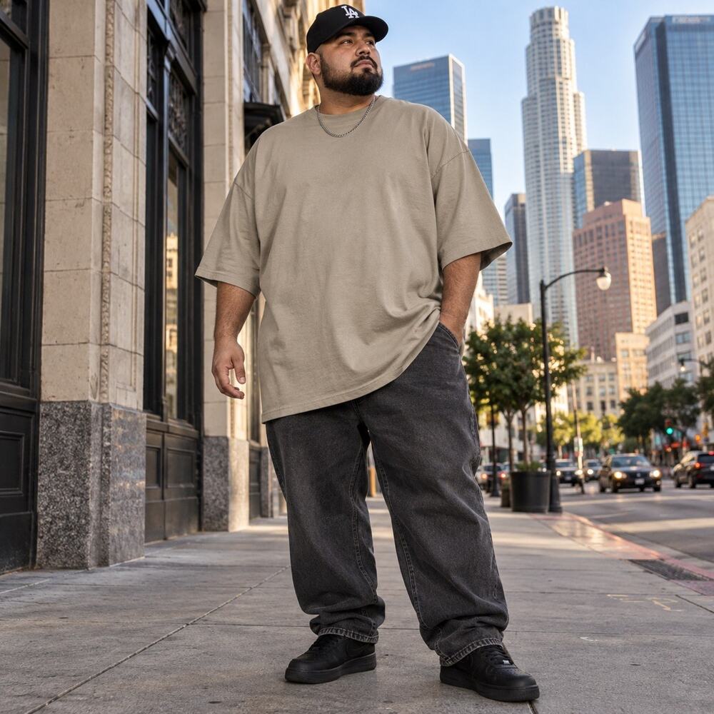 Shaka Wear 3XL Max Heavyweight Garment Dye Taupe Cotton Oversized Streetwear Tee